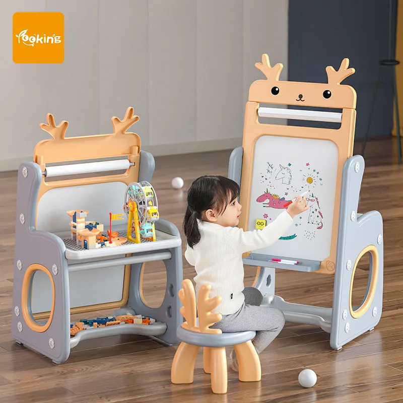 Pizarra magnética pequeña de ciervo para niños, juguete para dibujar, tablero de dibujo artístico con estante de silla Infantil