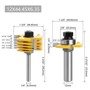 2PCS T & G ASSEMBLYカッタールータービット3歯ボックスフィンガージョイントルータービットセットウッドフェイスミル用木工フライス - Product Image 6