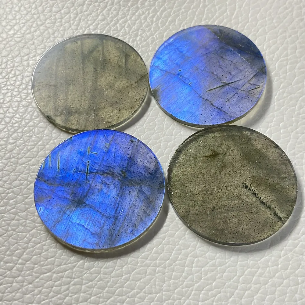 Labradorite blu naturale doppia forma rotonda piatta 30x30x2mm pietre preziose a disco in vendita
