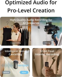 インテリジェントノイズをキャンセルするD J Mic 2ワイヤレスマイク32ビットフロート内部録音最適化サウンド250m (820 Ft。) - Product Image 4