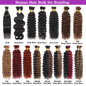 Wholesale Wet and Wavy Bulk <strong>Human</strong> Hair for Braiding No Weft Deep Wave Raw Bulk Boho <strong>Human</strong> Hair Braiding Hair Extension - Product Image 4