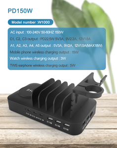 Özelleştirilmiş elektrikli masaüstü multiplet hızlı cep telefonu usb 9 6 5 3 in 1 kablosuz şarj taşınabilir şarj istasyonları - Product Image 5