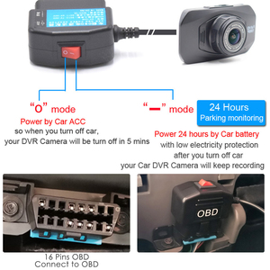24時間駐車監視5V 3A USBカーチャージケーブルOBDハードワイヤキットスイッチワイヤー付きダッシュカムカムコーダー車DVR用 - Product Image 3