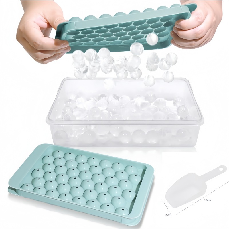 Blue*Large--2-ball ice tray + ice box + ice shovel