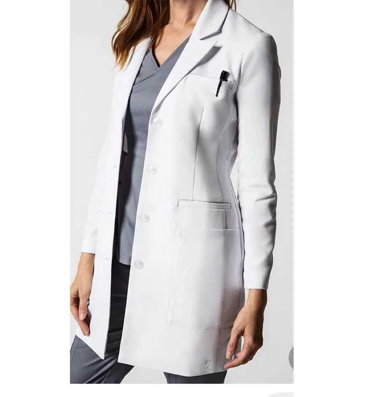 Uniforme hospital roupas médicas para médicos, de alta qualidade, branca, vestido longo, uniforme de laboratório