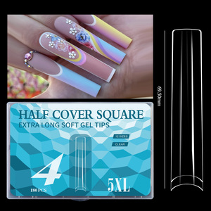 5XL ekstra uzun Traceless sahte Nail İpuçları 180 adet/kutu yarım/tam kapak kısa yeni genişletilmiş yumuşak jel fransız tırnak İpuçları yarım kapak yanlış - Product Image 4