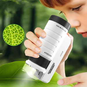 科学学習玩具3 in 1ポータブル折りたたみ式子供用顕微鏡60-200Xハンドヘルドポータブル観察顕微鏡ブラケット子供用 - Product Image 3