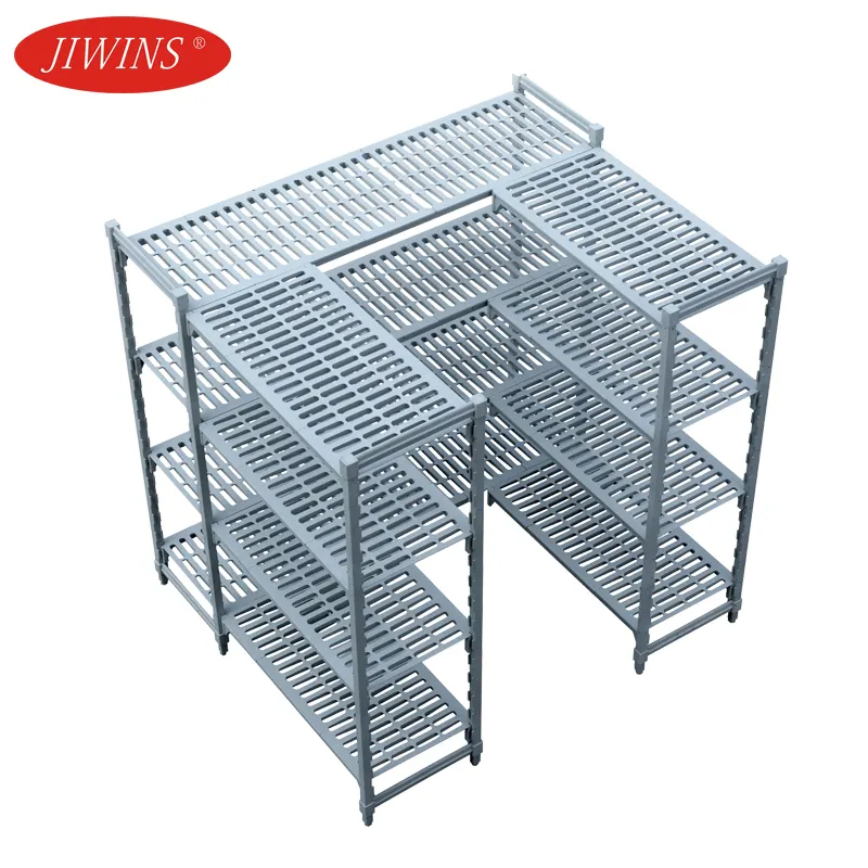 Armazenamento resistente comercial do restaurante do hotel Jiwins Racks Shelving Units Prateleiras plásticas para o congelador da sala fria