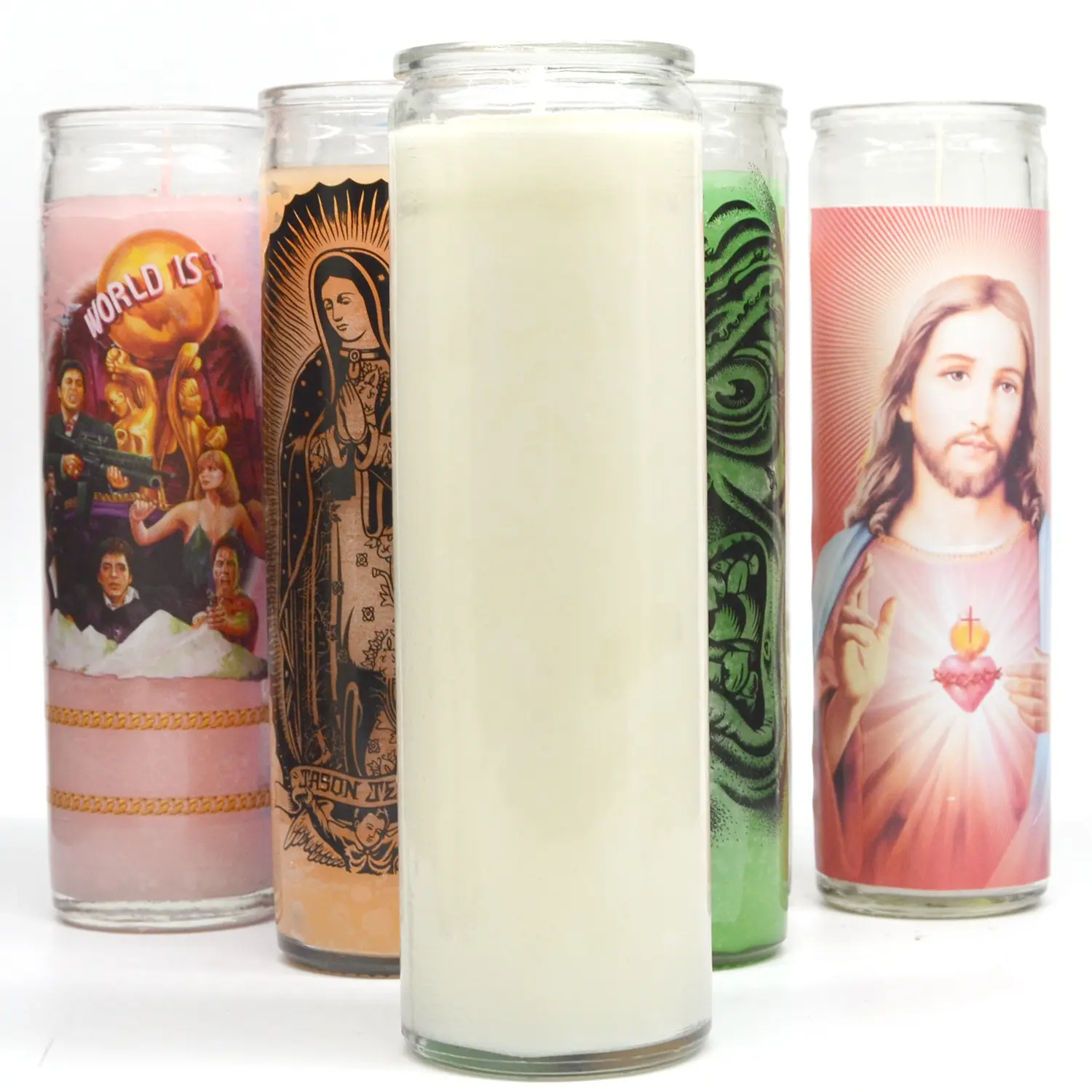 Factory wholesale religious church 7 days glass candle colored with low price