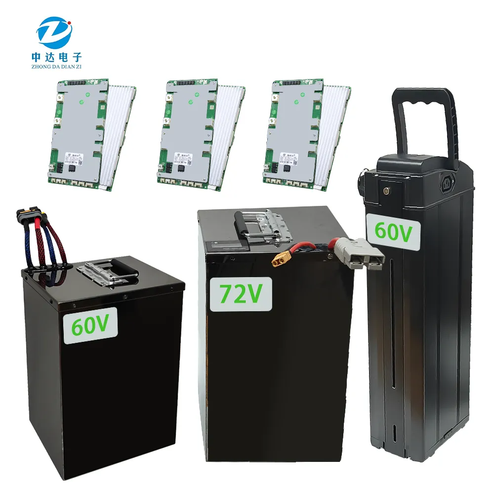 Fabricante personalizado de baterías de iones de litio 5kw 7,4 V 14,8 V 24V 36V 48V 72 v 72 voltios 10ah 20ah 45ah 60ah 100ah para paquete de batería Ebike