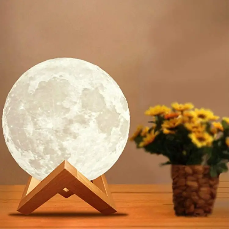 Venta al por mayor personalizado Sleep Trainer Moon Lamp 15cm 3D Full Moon Night Light LED regalo para niños batería PVC decoración ecológica