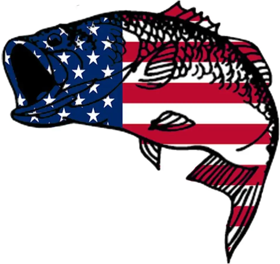 Wasserdichter Bass Fisch USA Flagge Auto Aufkleber Aufkleber Angeln Stoßstange Aufkleber Fisch Amerika Auto Aufkleber Auto