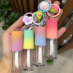4ML <strong>Round</strong> Gradient Color Stock Makeup Packaging Empty Lipgloss Bottle Custom Cosmetic Liquid Lipstick <strong>Tube</strong> With Key Chain - Product Image 2