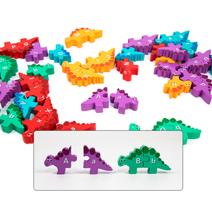 Diy Dinosaurs <strong>Patterns</strong> Jigsaw Puzzle Balance <strong>Building</strong> <strong>Block</strong> 26 Alphabet Matching Game Educational Toy - Product Image 5