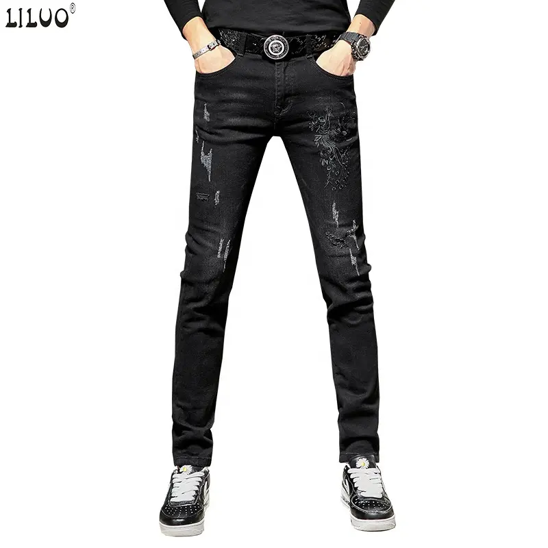 Men's jeans England style skinny pants stretch badge Men's trousers elastic tights male jeans hot sale Biker Jeans Embroidery