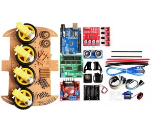 4WD Smart Robot Car Chassis Kit für CH340 Uno R3 mit USB-Kabel für Arduino mit Ultraschall modul für Training Starter Kit