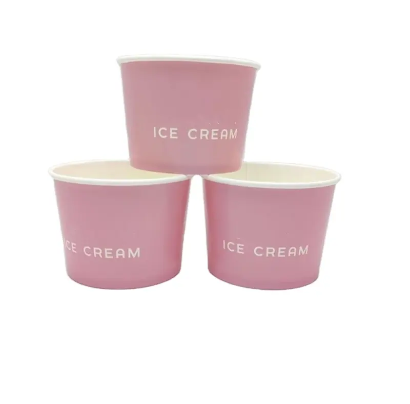 Personalizado Impresso 3oz-32 oz Copos De Gelato De Papel De Sorvete Descartáveis Com Cúpula Tampa Plana, papel Descartável Copo De Iogurte Congelado