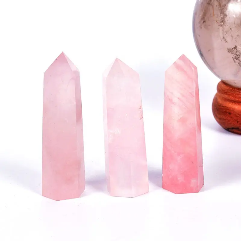 Großhandel natürlichen kristall healing stein kristall energie obelisk rose quarz punkt