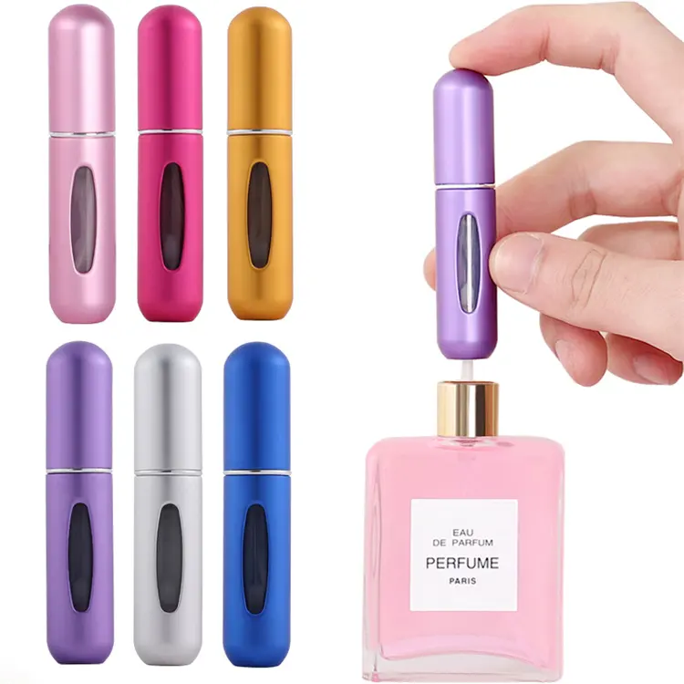 Doldurulabilir seyahat alüminyum 5ml Parfum sprey Atomizer parfüm şişesi fabrika doğrudan toptan Mini sevimli kozmetik serigrafi
