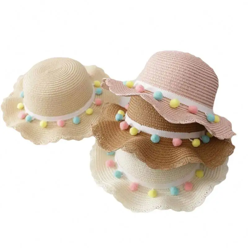 Outdoor Kids Beach Sun Hat Girls Baby Cute Panama Cap gorros Summer Child cappello di paglia e borse a mano