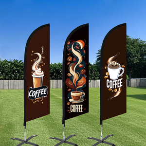 لافتة ترويجية خارجية مطبوعة مخصصة للشاطئ ، علم الدعاية والإعلان ، لا يشمل أي عمود المقاهي ، علم ريشة القهوة - Product Image 4