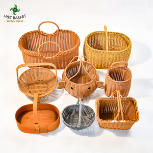 2025 OEM H & T Banneton PP nhà bếp dệt nhựa thực phẩm giặt Nắp món quà cản trở tre mây <span class=keywords><strong>wicker</strong></span> tổ chức dệt lưu trữ giỏ - Product Image 1