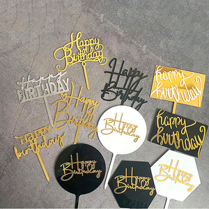 Bánh sinh nhật trang trí vàng đen Acrylic bánh Topper Đảng Baking bánh trang trí nguồn cung cấp Hạnh Phúc sinh nhật - Product Image 2