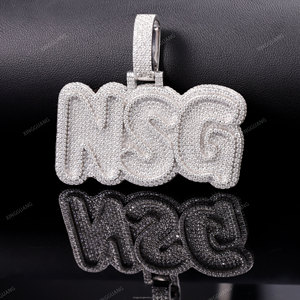 Xingaungתכשיטים s925 כסף לבן סטרלינג ציפוי vvvvvs moissanite שם מכתב שרשרת יהלום תובל