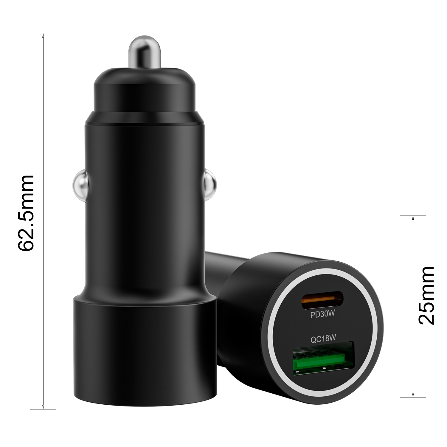 Black 48W Fast Car Charger
