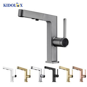 Kidolux Latest Design Matte White Two <strong>Ways</strong> Hot and Cold Water Basin Mixer Faucet Bathroom Tap With Pull Out for 5 <strong>Star</strong> Hotel