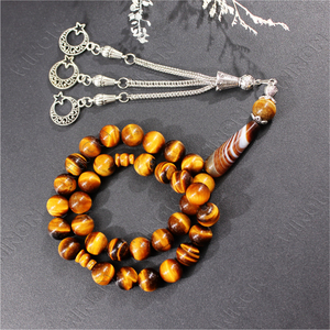 फैक्टरी थोक 33 प्राकृतिक बाघ नेत्र पत्थर टास्बिह मिसाहा सुधा मुस्लिम (ईसालैमिक) रस्सी प्रार्थना - Product Image 3