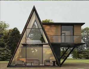 Modern prefabrik modüler çelik yapı ev üçgen tasarım oturma veya ofis alanı dayanıklı prefabrik yapı