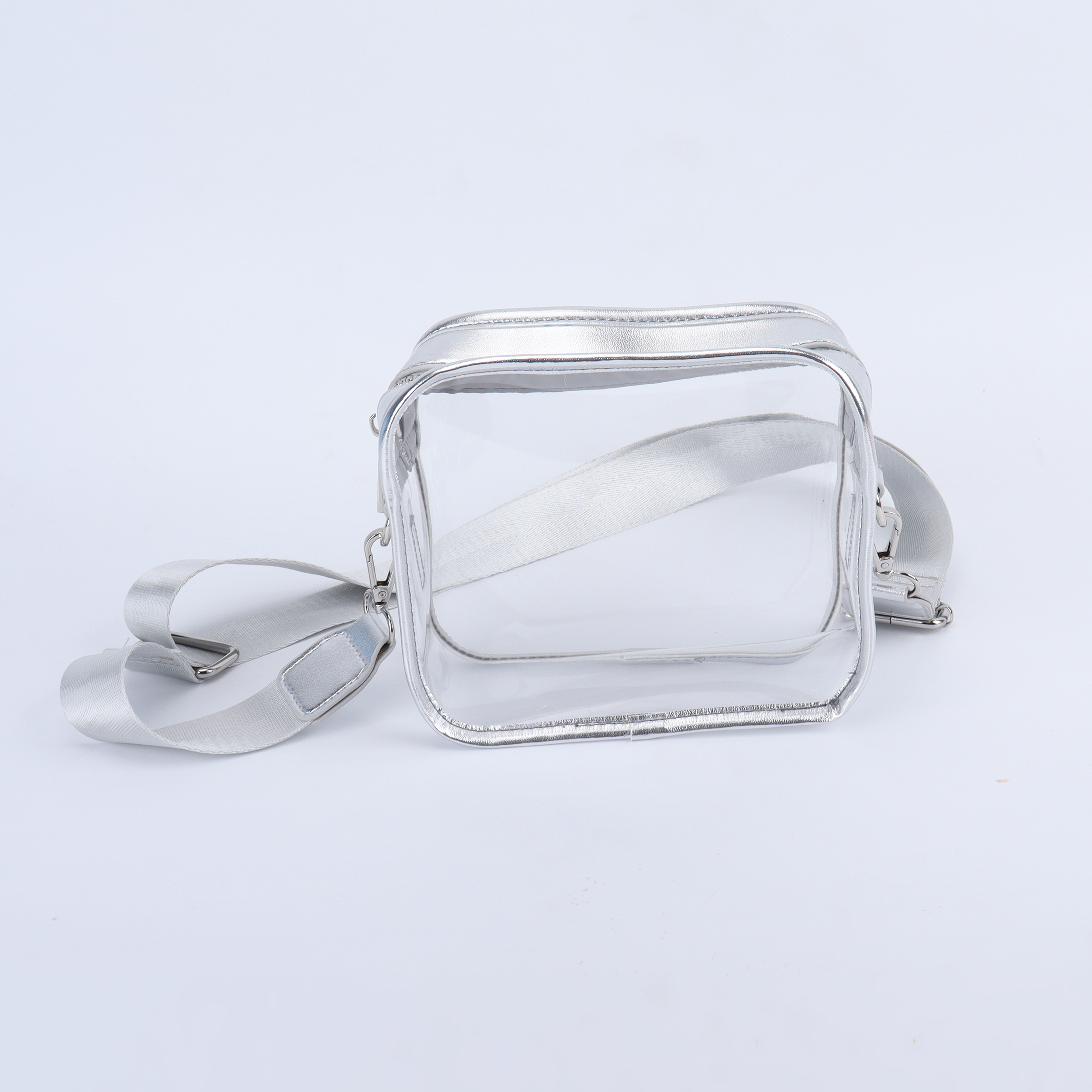 silver clear crossbody bag