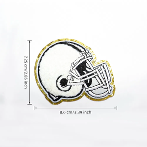 Keymay Cá Nhân DIY Vàng Long Lanh Tự Dính Hoặc Sắt Trên Chenille Vá Trò Chơi Ngày Bóng Đá Mũ Bảo Hiểm Vá Cho Túi Trucker Hat - Product Image 5