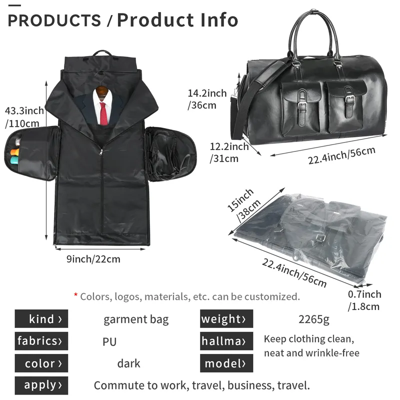 BSCI Factory PU Leder Outdoor Anzug Stoff Reisetasche mit Schuh fach Aufbewahrung tasche Schulter tasche Travel Duffel Bag