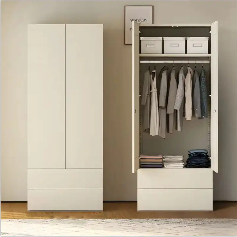 Manufacturer's direct sales custom modern style wooden clothes wardrobe with 2 drawers bedroom with 2 doors
