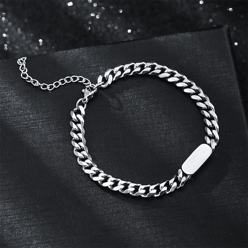 Bracelet à maillons carrés couleur acier-195cm7mm15g