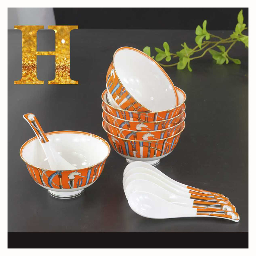 6 piezas de cuencos con cucharas, multicolor