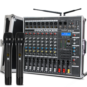 Depusheng GT8M Professional 8-Channel Powerful Amplifier <strong>Mixer</strong> with Two Wireless Microphones for Stage Performance - Product Image 1