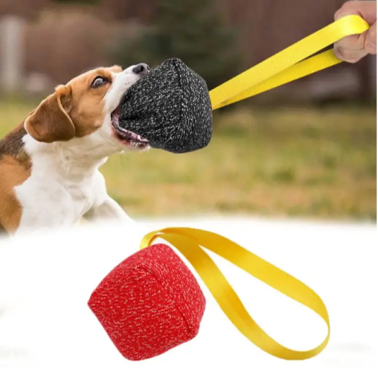 Bola de brinquedo para cachorros, brinquedo para treinamento de cães, almofada de corda de nylon com alça, bola de mastigação, brinquedos para k9, equipamentos de agilidade