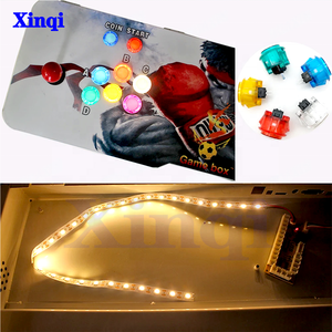 Kit de bricolaje de gabinete de Arcade de retardo cero, tira de LED de 5V, copia SANWA, botón pulsador transparente, Joystick, 2 jugadores, moneda USB a PC, Raspberry Pi - Product Image 6