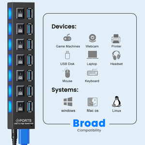 Venta al por mayor Software de hardware de la computadora 4 puertos Multi Splitter 7 en 1 USB 2,0 3,0 Hub para PC portátil