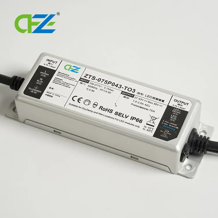 Zetoo STO marque qualité courant constant isolé HPF sans scintillement 3 en 1 alimentation Dim pour lampadaires 70w
