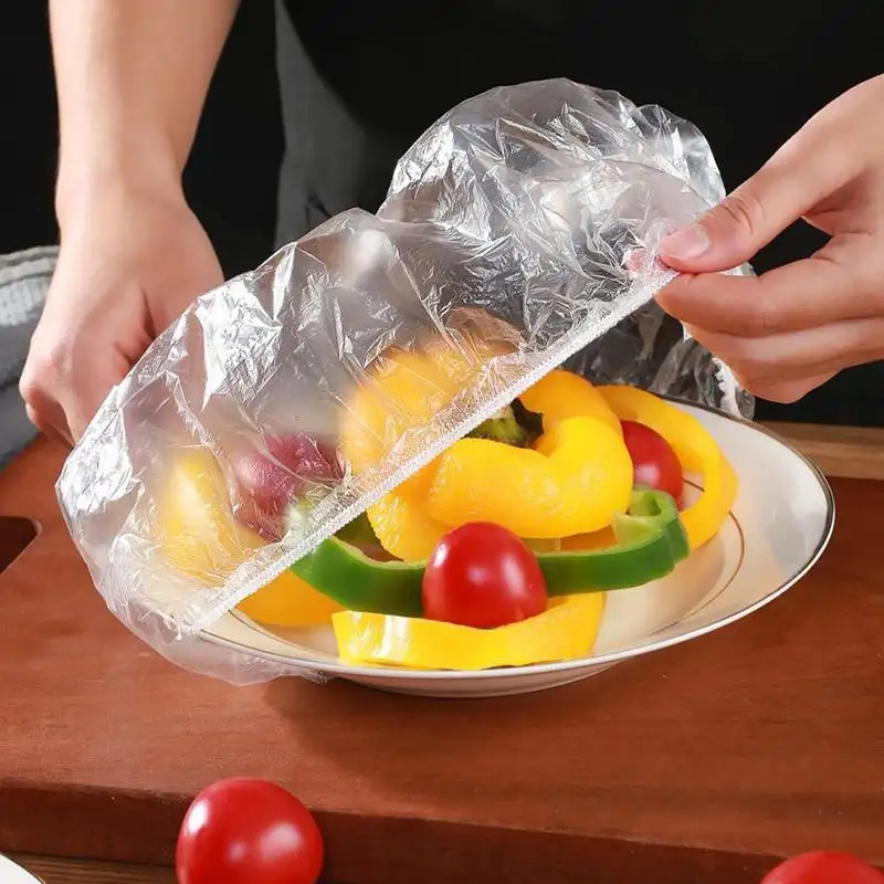 غطاء بطبقة تثبيت للاستعمال مرة واحدة غطاء مطاطي للأطعمة PVE PE لفافة لفافة كبيرة بلاستيكية لفافة قابلة للتمدد