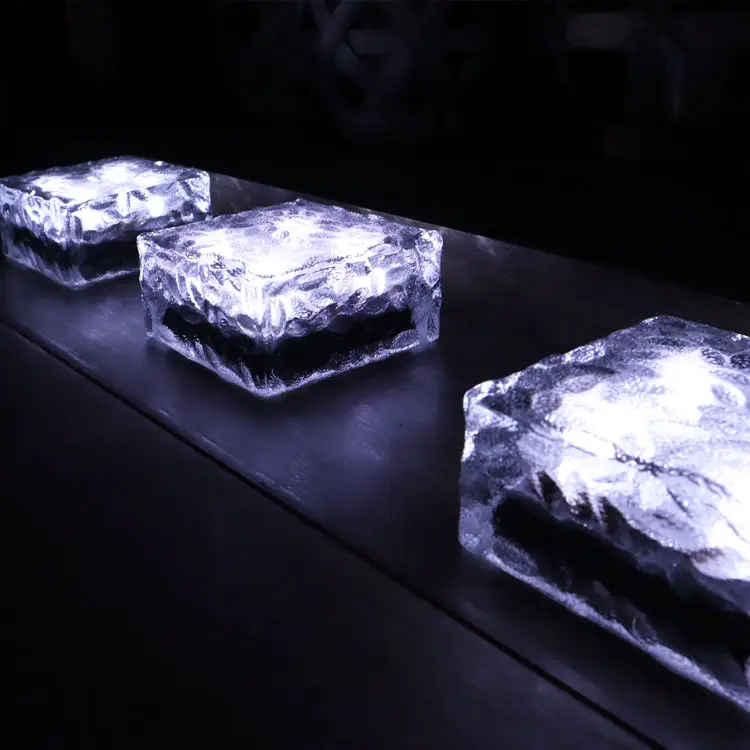 Pavimentadora de ladrillo de cubierta de hielo de cristal 2024, luz Solar decorativa Led para jardín, superventas, impermeable para exteriores