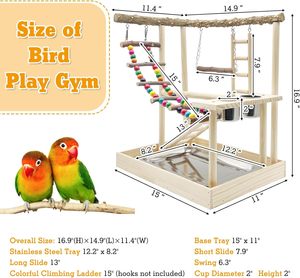 4 Lagen Grote Vogelspeeltuin: 32 "H Houten Papegaai Speelstand Gymstokje Voor Parkieten, Tortelduifjes, Conure, Kleine En Middelgrote Vogels - Product Image 4