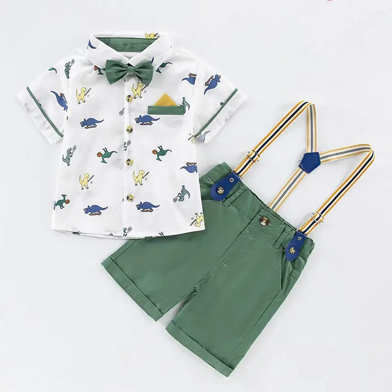 Baby Boy Toddler Clothes Coreano Moda Criança Vestuário Para Crianças Menino terno CY shirt Macacão (macacão removível) Bow tie