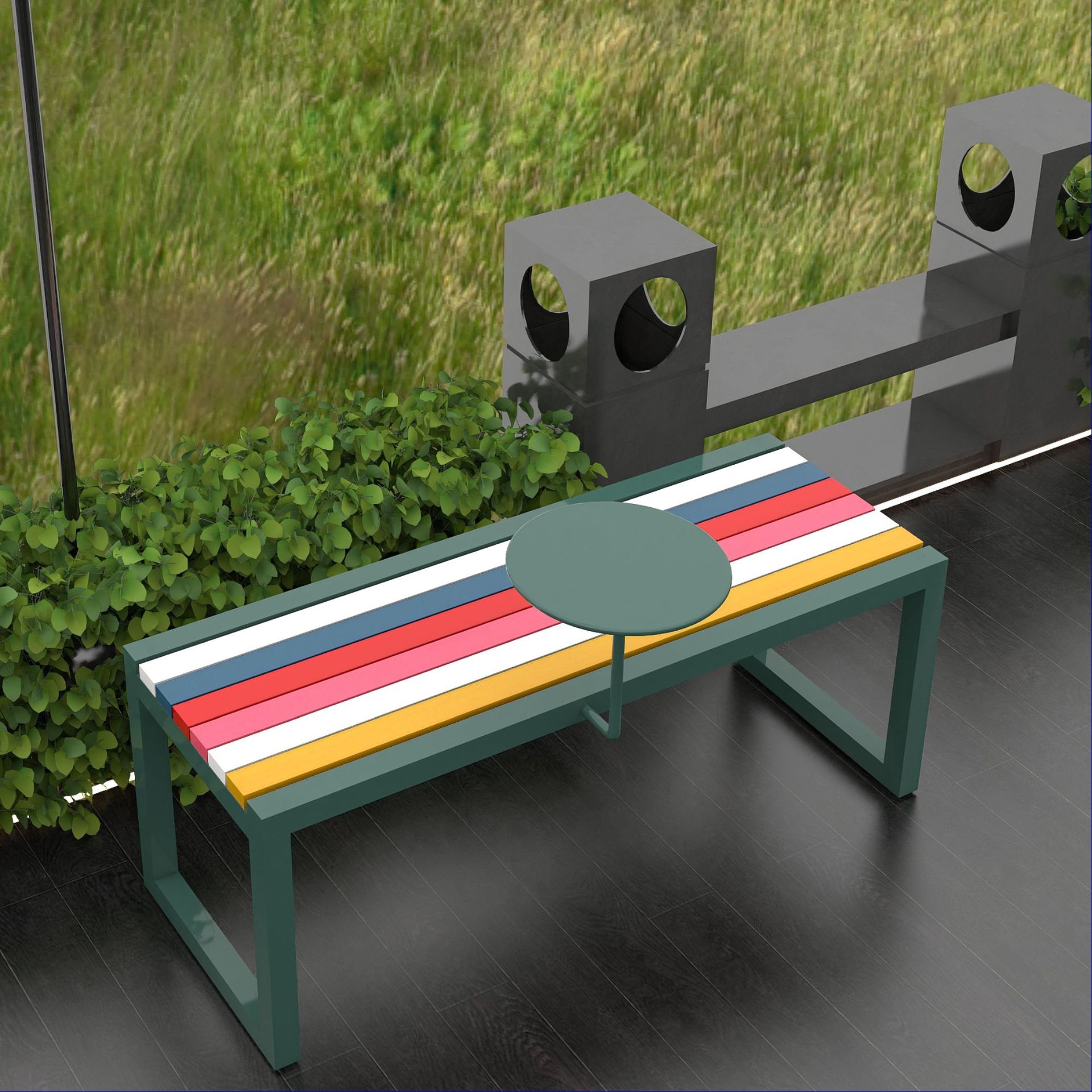 Verde scuro con tavolino 120*40*56