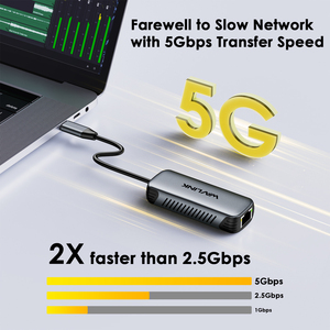 WAVLINK 5Gbps USB C Gigabit Adaptador de red Ethernet inalámbrico RJ45 para computadora portátil Windows 10/11 y Mac OS 11 Externo - Product Image 2