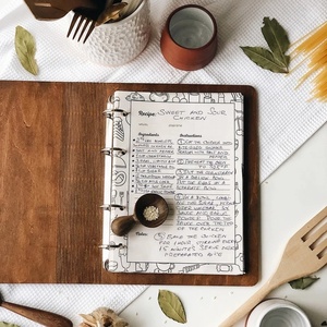 Custom Wooden Recipe Journal Binder Wooden <strong>Cookbook</strong> Recipe Note Book <strong>Notebook</strong> to Write in Your Own Recipes - Product Image 2